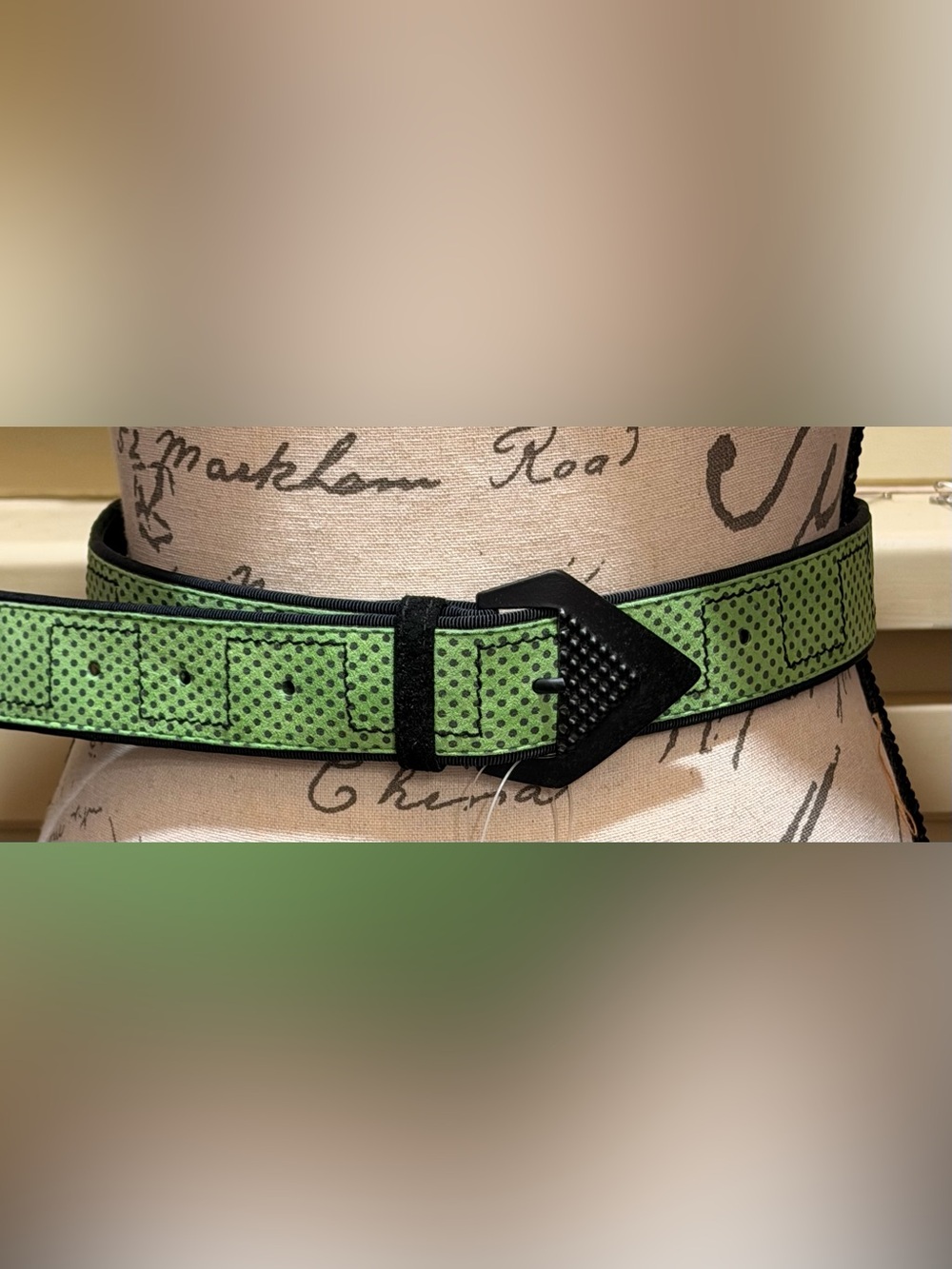 NWT Vintage Escada Green Polka Dot Leather Belt